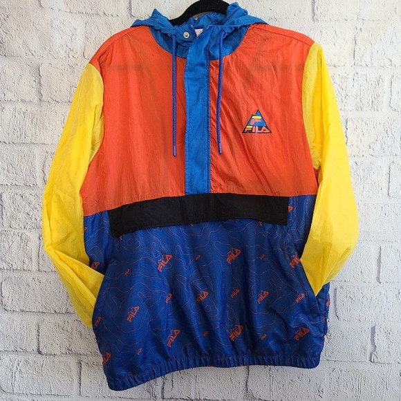 Fila Men's Terrain Anorak Colorblock Retro Windbreaker Hoodie SZ M - Picture 2 of 13